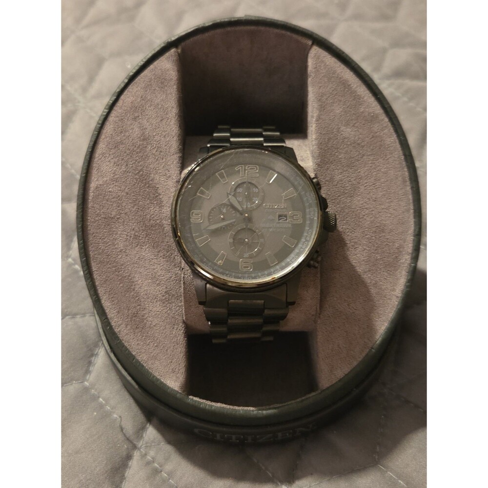 Citizen Nighthawk Eco-Drive B612-S078245 Chronograph Black 42mm WR200 Box - Picture 2 of 6